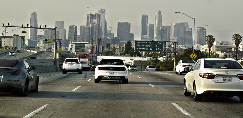 Downtown LA vu depuis la highway